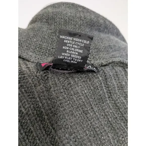 Say What? Poncho Sweater Gray Knit V Neck Casual One Size - Picture 7 of 7